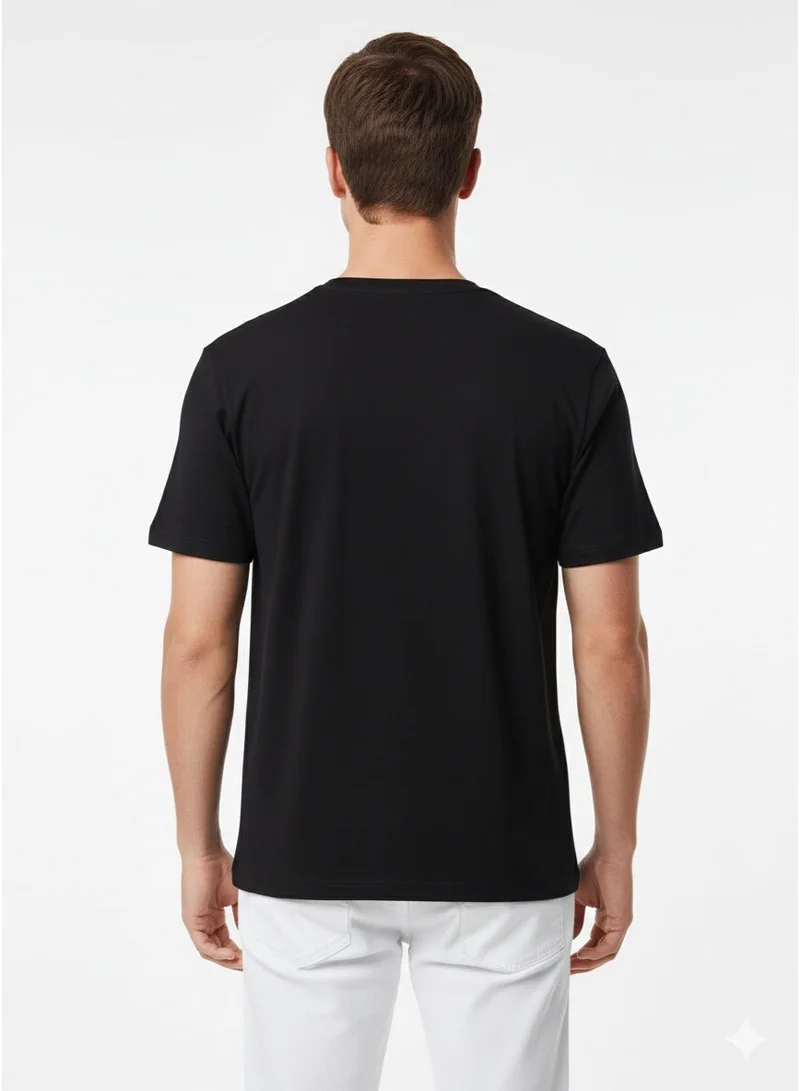 لعب البولو تيشيرت رجالي مطبوع - أسود